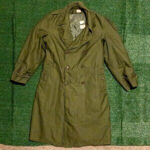 VINTAGE US ARMY OG-107 OVERCOAT MENS MILITARY JACKET HUNTER GREEN SIZE MEDIUM
